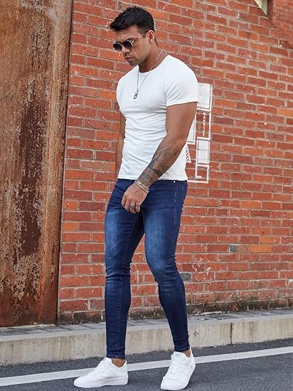 Дънки за мъже, стегнат силует, средна талия, ципна закопчалка, 80% памук