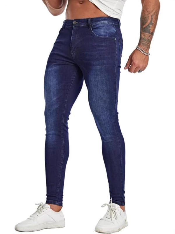 Дънки за мъже, стегнат силует, средна талия, ципна закопчалка, 80% памук