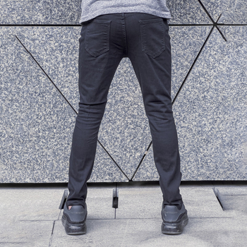 Мъжки дънки - разкъсан и изтъркан деним, Slim-Fit, средна талия, цип за закопчаване, тесни крачоли