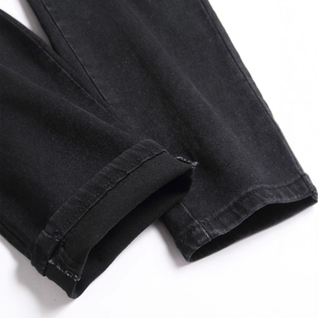 Мъжки дънки - разкъсан и изтъркан деним, Slim-Fit, средна талия, цип за закопчаване, тесни крачоли