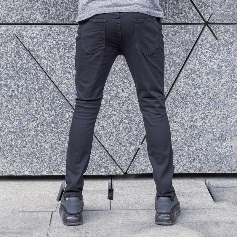 Ανδρικά τζιν - φθαρμένο denim, εφαρμογή Slim-Fit, μεσαία μέση, φερμουάρ, στενά τελειώματα ποδιών