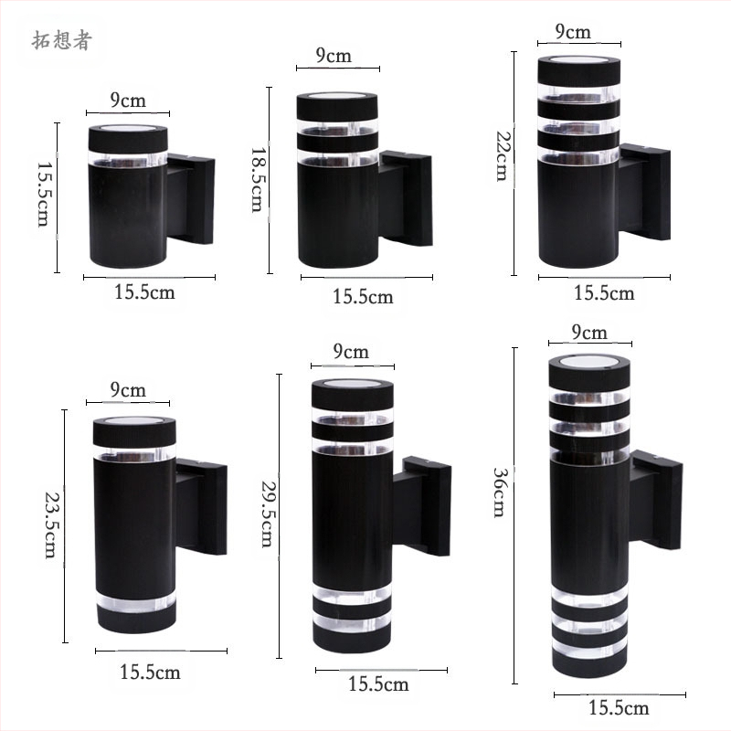 Външна стенна лампа за двор с пластмасов корпус, IP55 защита, 2 LED диода, захранване 110-220V