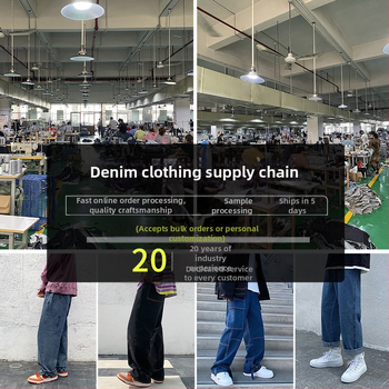 Дънки в стил японски работен облик, прави крачета, свободен силует, дизайн с много джобове (100% памук, цип, средна талия, лято)