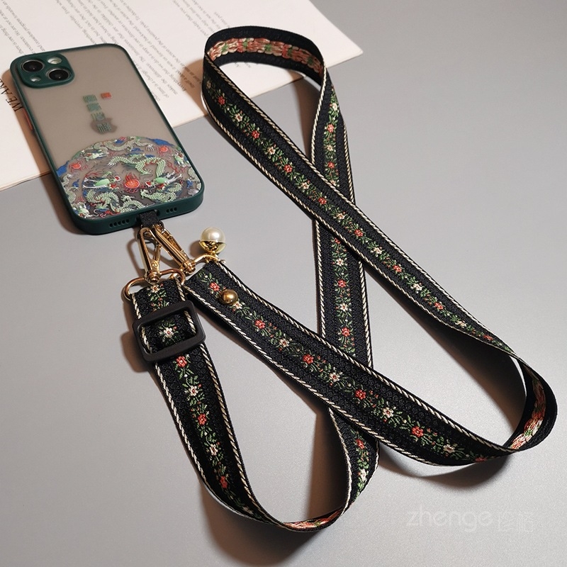 Sieviešu tālruņa siksna ar pērlīšu piekariņu, roku darīts, crossbody siksna