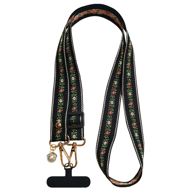 Sieviešu tālruņa siksna ar pērlīšu piekariņu, roku darīts, crossbody siksna