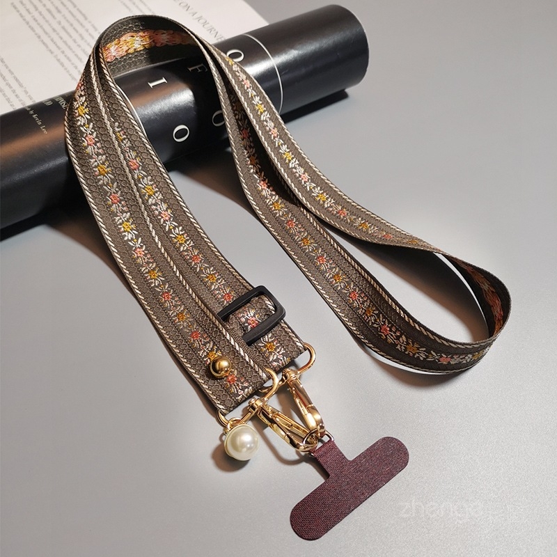 Sieviešu tālruņa siksna ar pērlīšu piekariņu, roku darīts, crossbody siksna