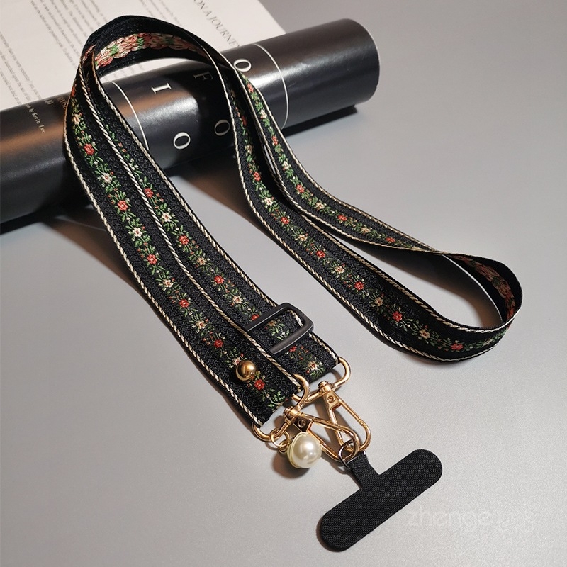 Sieviešu tālruņa siksna ar pērlīšu piekariņu, roku darīts, crossbody siksna