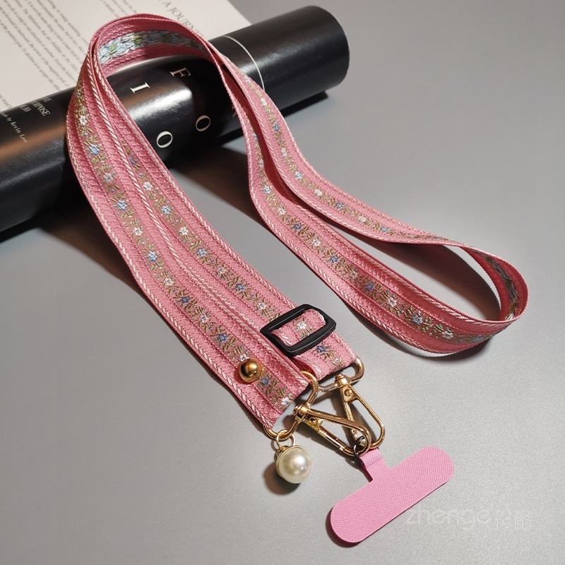 Sieviešu tālruņa siksna ar pērlīšu piekariņu, roku darīts, crossbody siksna