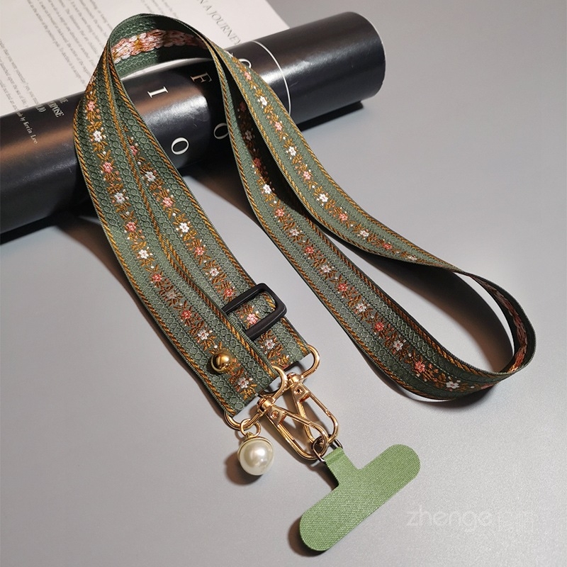 Sieviešu tālruņa siksna ar pērlīšu piekariņu, roku darīts, crossbody siksna