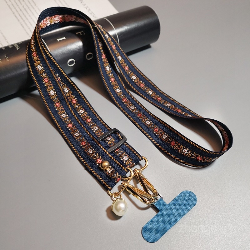 Sieviešu tālruņa siksna ar pērlīšu piekariņu, roku darīts, crossbody siksna