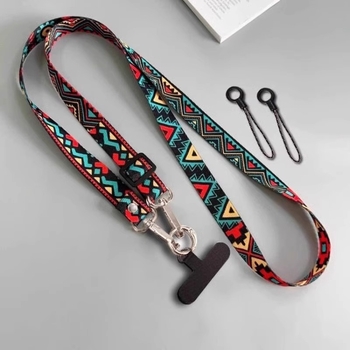 Телефонен шнур за носене с ретро тотем дизайн, унисекс, метална катарама, метал