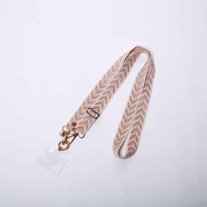 Κορδόνι για κινητό με φυλλοειδές μενταγιόν, πολυεστερικό σχοινί, μεταλλικό αγκράφα, unisex