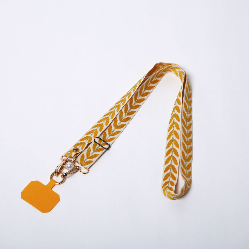 Κορδόνι για κινητό με φυλλοειδές μενταγιόν, πολυεστερικό σχοινί, μεταλλικό αγκράφα, unisex