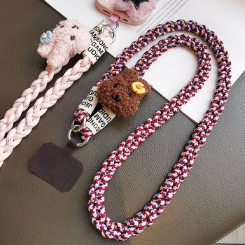 Crossbody telefona pavediens ar trīs pavedienu neilona auklu un metāla sprādzi, roku darbs, universāls, ģeometrisks kulons