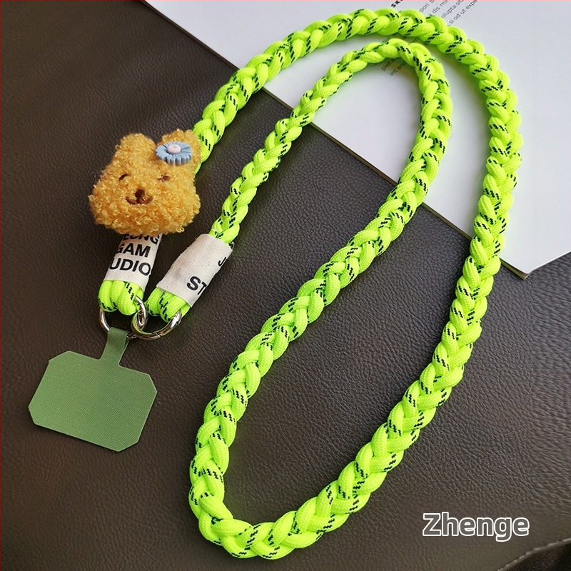 Crossbody telefona pavediens ar trīs pavedienu neilona auklu un metāla sprādzi, roku darbs, universāls, ģeometrisks kulons