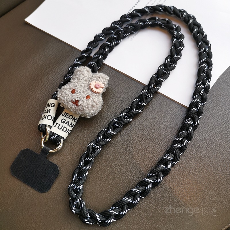 Crossbody telefona pavediens ar trīs pavedienu neilona auklu un metāla sprādzi, roku darbs, universāls, ģeometrisks kulons