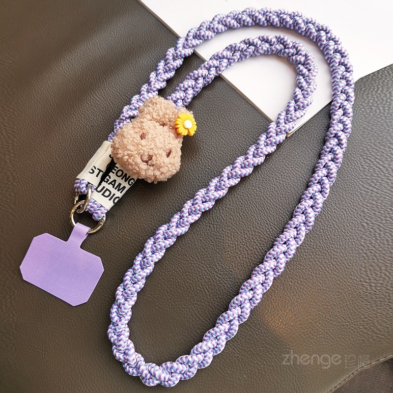 Crossbody telefona pavediens ar trīs pavedienu neilona auklu un metāla sprādzi, roku darbs, universāls, ģeometrisks kulons