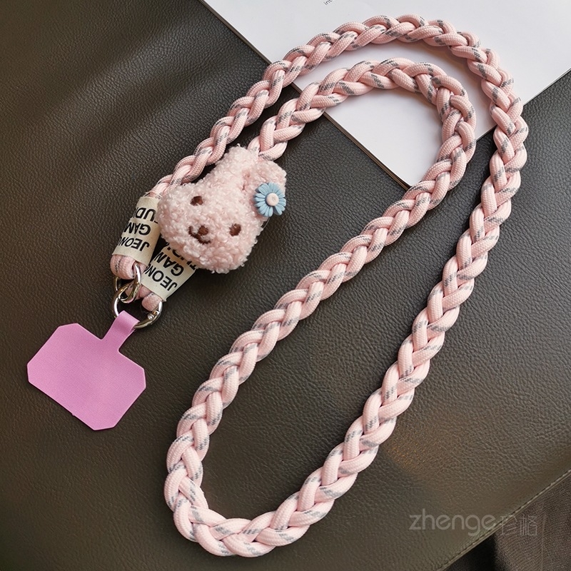 Crossbody telefona pavediens ar trīs pavedienu neilona auklu un metāla sprādzi, roku darbs, universāls, ģeometrisks kulons