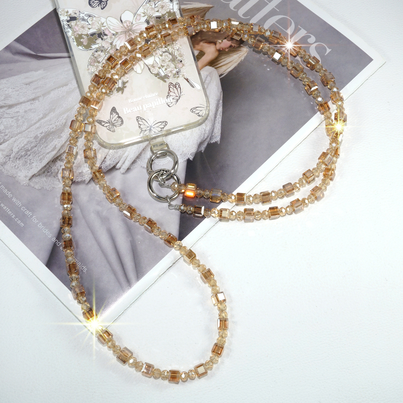 Geantă crossbody pentru telefon cu cristale cu mărgele, șnur din sârmă metalică (Material: cristal imitativ; Confecționat manual; Material șnur: sârmă metalică; Material cataramă: cataramă metalică; Brand: Blo bao)