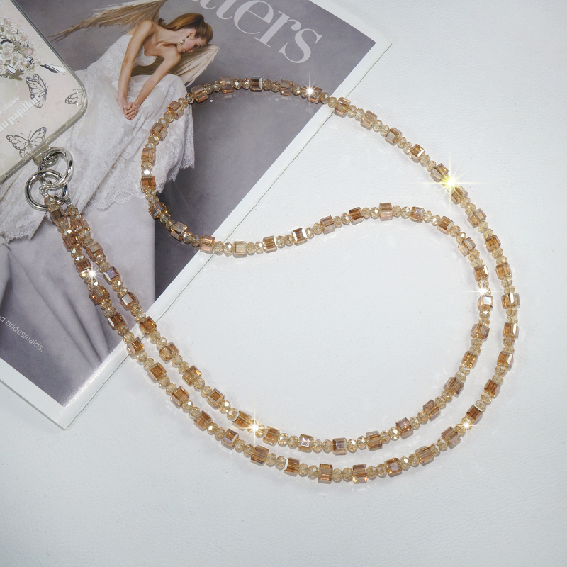 Geantă crossbody pentru telefon cu cristale cu mărgele, șnur din sârmă metalică (Material: cristal imitativ; Confecționat manual; Material șnur: sârmă metalică; Material cataramă: cataramă metalică; Brand: Blo bao)