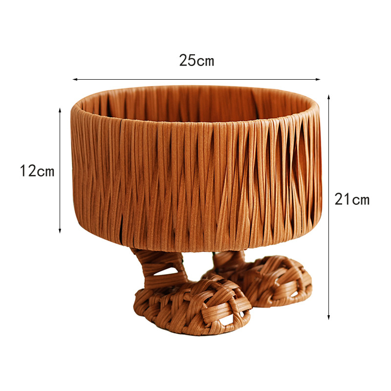 Κάδος αποθήκευσης από συνθετικό ράταν, χειροποίητος, χαριτωμένο στυλ κινουμένων σχεδίων, επιτραπέζιο πιάτο φρούτων και οργανωτής σνακ για το σαλόνι