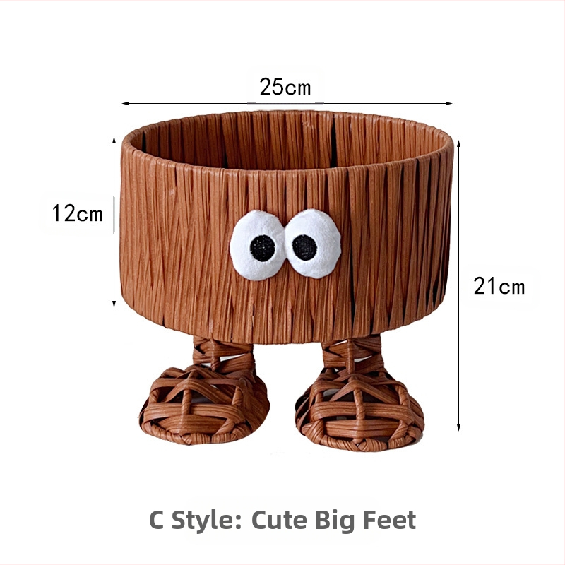 Κάδος αποθήκευσης από συνθετικό ράταν, χειροποίητος, χαριτωμένο στυλ κινουμένων σχεδίων, επιτραπέζιο πιάτο φρούτων και οργανωτής σνακ για το σαλόνι