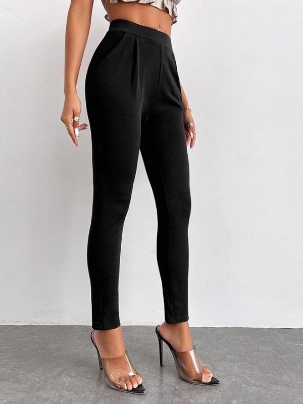 Sieviešu siltas adītas legingas ar vēderu kontrole un gūžu pacelšanu – poliesters 95%+, elastāns, augsta elastība, cieša piegulēšana, vienkrāsains