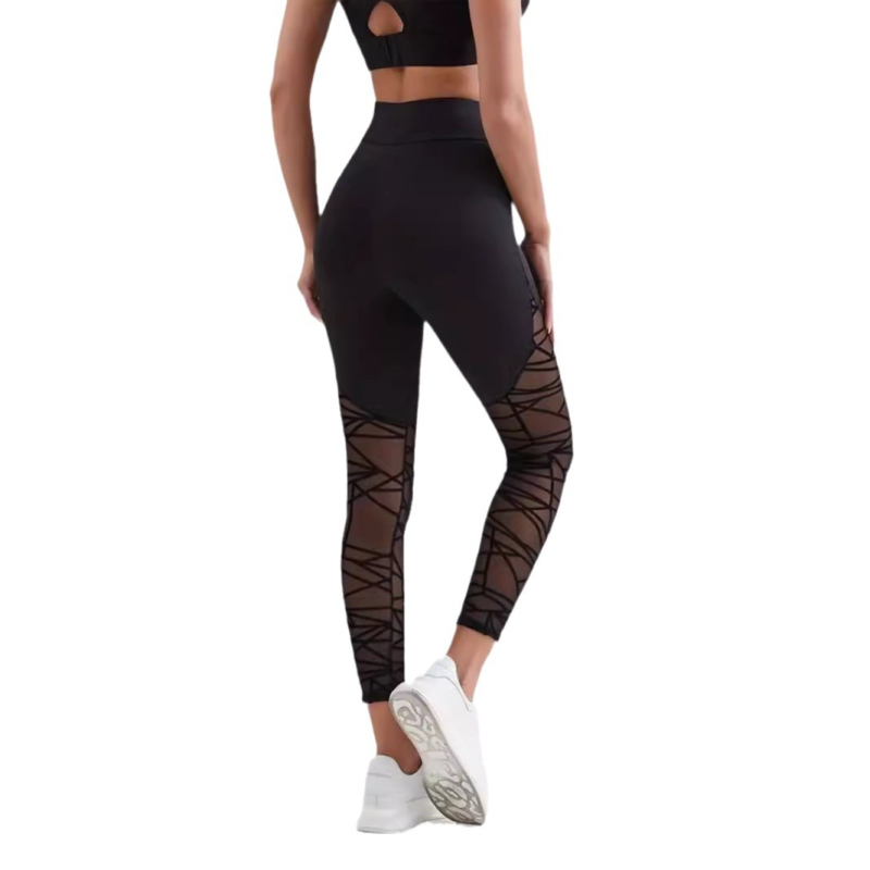 Joga legingi ar augstu jostu, īss garums, poliestera un spandeksa maisījums, šaurs piegriezums, vidējā biezums