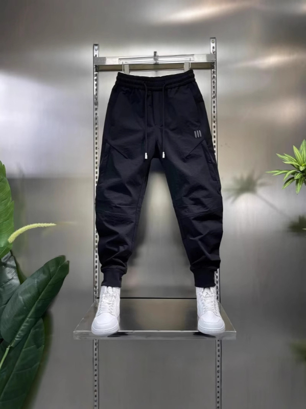 Pantaloni cargo pentru exterior, stil jogger, poliester, croială lejeră, talie medie, Închidere cu șnur, buzunare