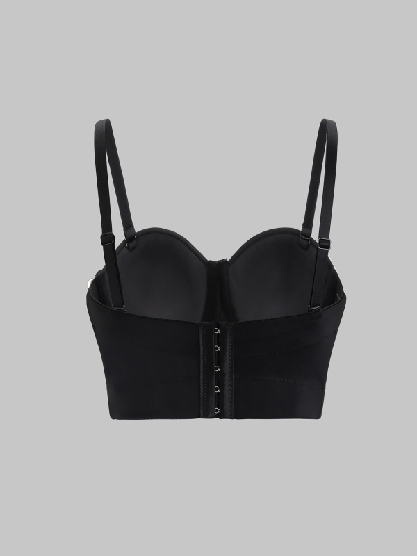 Топ без презрамки с метални пайети, 3D ефект, полиестер, стегнато прилягане (лято 2025)