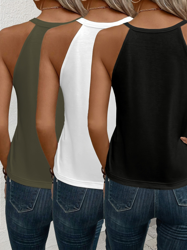 Sievišķīgs elastīgs 3-daļu komplekts bez piedurknēm ikdienas valkāšanai, modal kokvilnas maisījums, ziema 2024