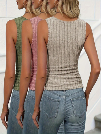 Γυναικείο πλεκτό γιλέκο με ιμάντες, κομψό στυλ, εφαρμοστό, άνοιξη 2025, πολυεστέρας 95%+, σπάντεξ <30%