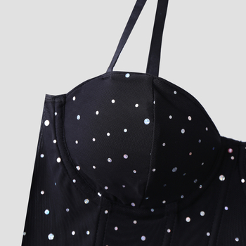 Τοπ με παγιέτες, sling στυλ, εφαρμοστό, δαντελωτό ύφασμα, πολυεστέρα-ελαστάν