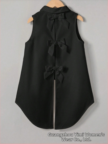 Sieviešu bez piedurknēm krekliņš, vienkrāsains, poliesters, krekliņa apkakle, vidēja garuma, pamata un elegantais stils