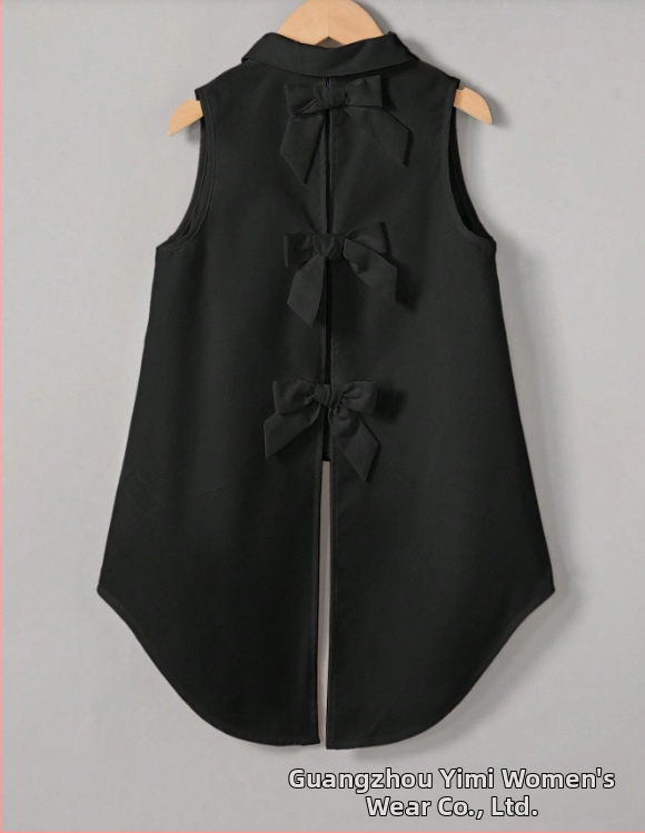 Sieviešu bez piedurknēm krekliņš, vienkrāsains, poliesters, krekliņa apkakle, vidēja garuma, pamata un elegantais stils