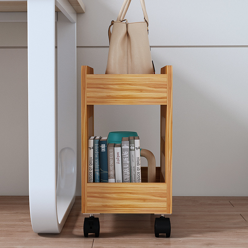 Под бюро шкаф за съхранение на чанти с подвижна количка, стоящ на пода, изкуствена дъска, стил семпъл и модерен