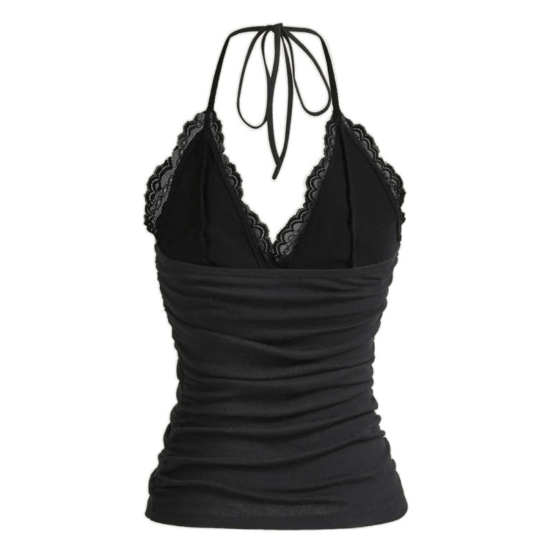 Ženski top bez rukava s V izrezom, uskog kroja, Spandex tkanina, patchwork detalj, street hipster stil