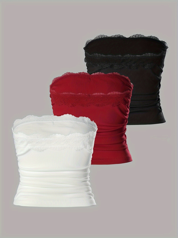 Σετ στράπλες τοπ σουτιέν 3 τεμαχίων με αποσπώμενες τιράντες, PVC ύφασμα, Α-σχήματος σχέδιο, Άνοιξη 2025