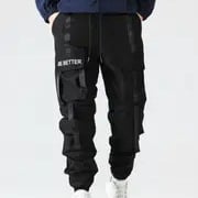 Εργατικά casual παντελόνια με πολλές τσέπες, υψηλή μέση, ίσια γραμμή, κλείσιμο με κορδόνι, πολυεστερικό ύφασμα