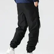 Εργατικά casual παντελόνια με πολλές τσέπες, υψηλή μέση, ίσια γραμμή, κλείσιμο με κορδόνι, πολυεστερικό ύφασμα