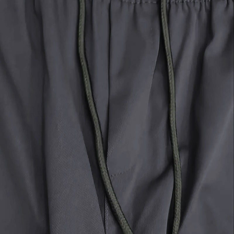 Εργατικά casual παντελόνια με πολλές τσέπες, υψηλή μέση, ίσια γραμμή, κλείσιμο με κορδόνι, πολυεστερικό ύφασμα