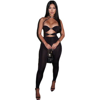 Σεξι ολόσωμη φόρμα χωρίς μανίκια με ψηλή μέση και στενό κράτημα, πολυεστέρας με σπάντεξ, Άνοιξη 2025