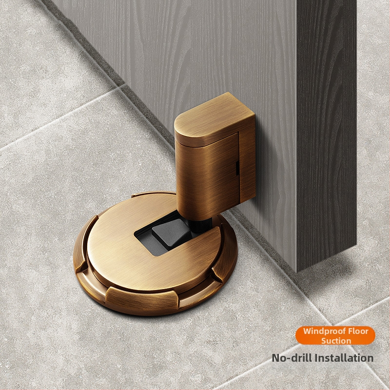 Подово всмукване за врати с автоматично заключване, модел 87006, цинкова сплав, електроплатирано покритие, монтаж на пода, ръчно управление