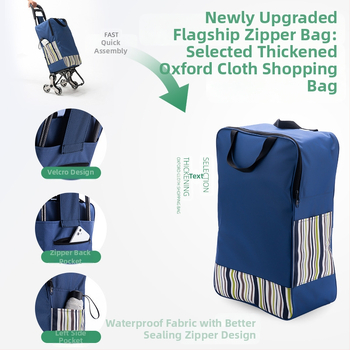 Πτυσσόμενο καρότσι αγορών, φορητό χειροκίνητο καρότσι με σώμα από ύφασμα, εκτύπωση λογότυπου και προσαρμογή (~2 kg)