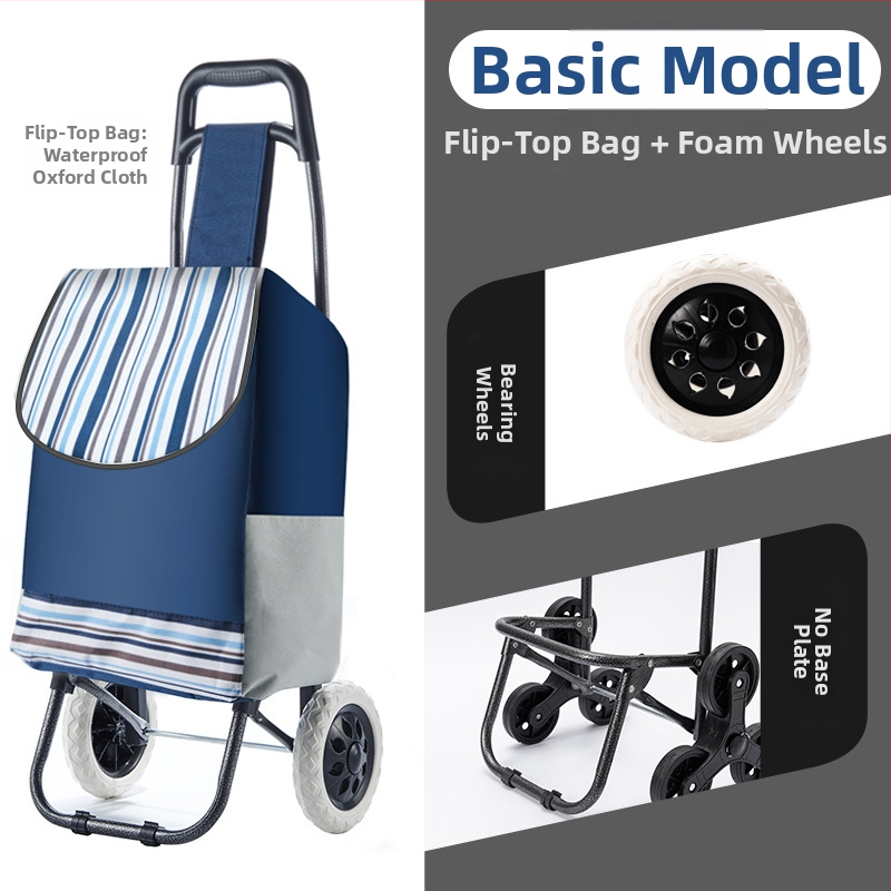 Πτυσσόμενο καρότσι αγορών, φορητό χειροκίνητο καρότσι με σώμα από ύφασμα, εκτύπωση λογότυπου και προσαρμογή (~2 kg)