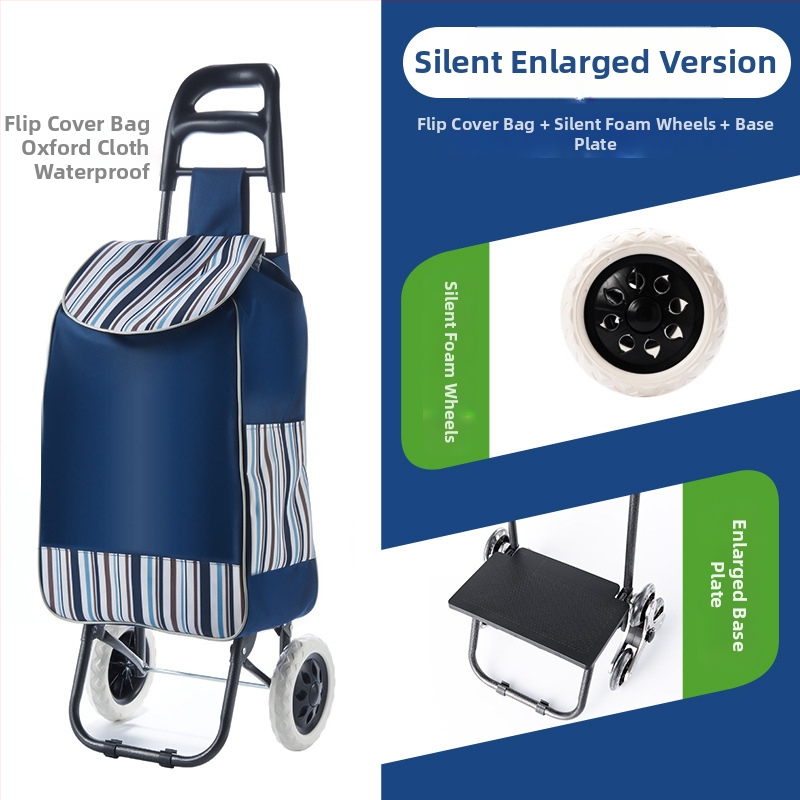 Πτυσσόμενο καρότσι αγορών, φορητό χειροκίνητο καρότσι με σώμα από ύφασμα, εκτύπωση λογότυπου και προσαρμογή (~2 kg)