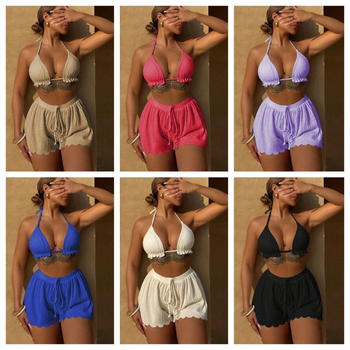 Σετ γυναικείου μαγιό από τρία τεμάχια, με επενδυμένες κάψες, στενή εφαρμογή, πολυεστέρας 82%, βάρος υφάσματος 280 g, επένδυση από χλωριωμένο ίνα 90%