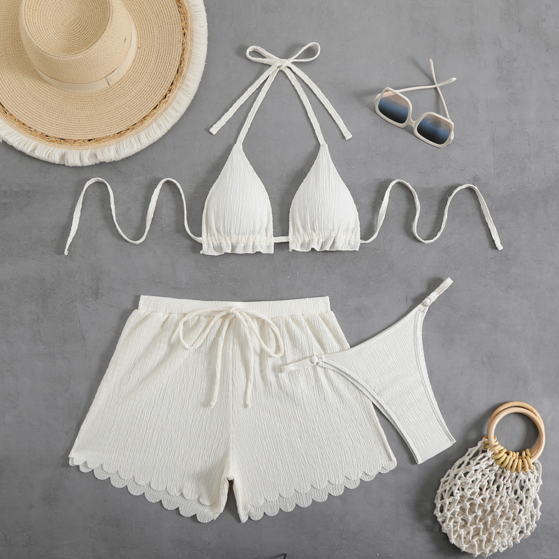 Σετ γυναικείου μαγιό από τρία τεμάχια, με επενδυμένες κάψες, στενή εφαρμογή, πολυεστέρας 82%, βάρος υφάσματος 280 g, επένδυση από χλωριωμένο ίνα 90%