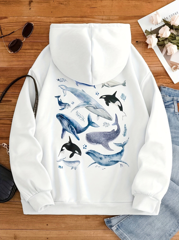 Hoodie s geometrijskim uzorkom, slobodan kroj, dugi rukavi, okrugli izrez, poliester 90–95%