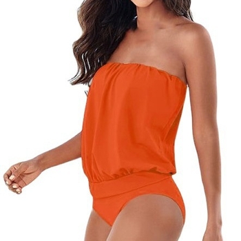 Costum de baie întreg, fără bretele, cu umeri goi, țesătură poliester, căptușeală poliester